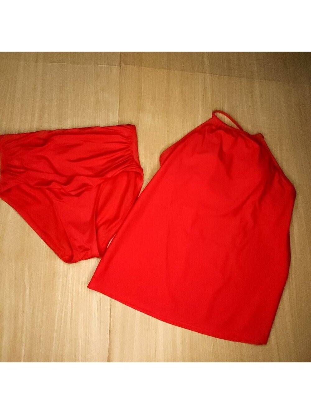 Shade & Shore Womens Red Halter Tankini Small